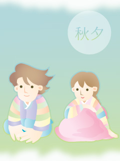 中秋节快乐韩国矢量风格待机机图三 4323)