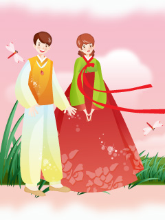 中秋节快乐韩国矢量风格待机机图三 4318)
