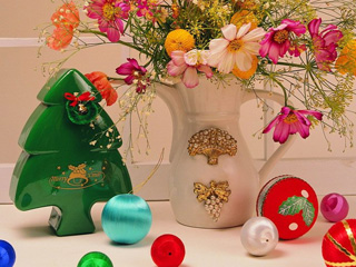 圣诞节鲜花饰品手机背景图 6961)
