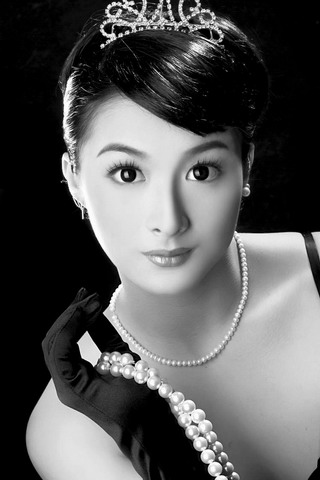 黑色风格气质美女iPhone4壁纸 7250)