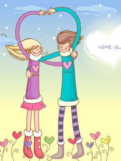 热恋中的男女卡通图片love is 10651)