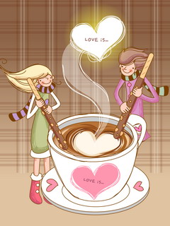 热恋中的男女卡通图片love is 10652)