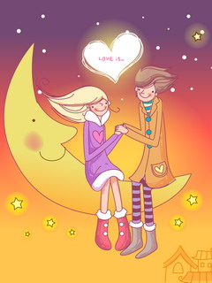 热恋中的男女卡通图片love is 10642)