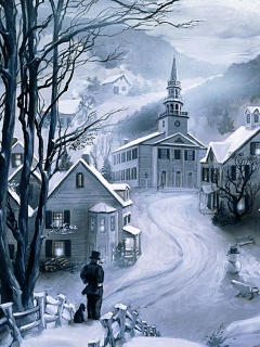 温馨梦幻漂亮雪景-雪中的小屋子 12748)