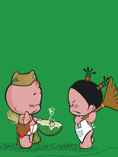 小破孩与小丫的裤叉爱情可爱手机壁纸 16966)
