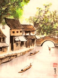江南水乡古镇风景美画 17558)