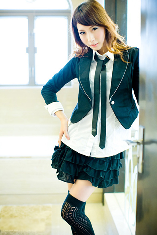 黑色学生装短裙美女 17871)