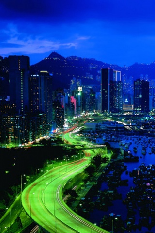 都市夜景灯火辉映的公路 18252)
