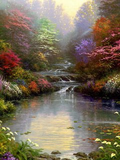 山水水彩画小桥流水人家 23218)