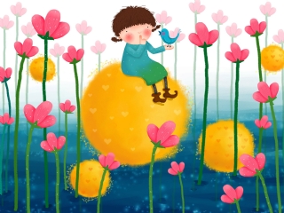 童年回忆-可爱儿童插画壁纸 24284)