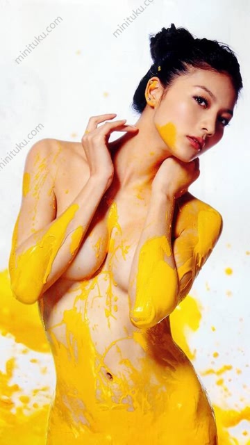 名模吴亚馨黄色彩绘360x640手机壁纸 25900)