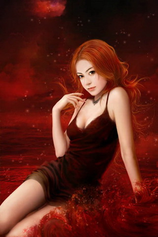 手绘的漂亮性感都市美女手机图片 26144)