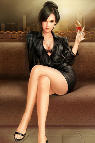 手绘的漂亮性感都市美女手机图片 26148)