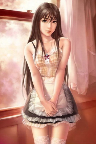 手绘的漂亮性感都市美女手机图片 26155)
