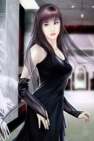 手绘的漂亮性感都市美女手机图片 26153)
