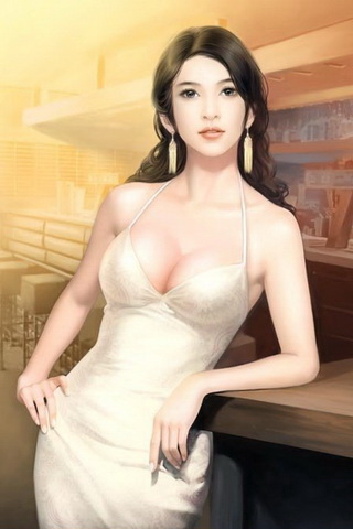 手绘的漂亮性感都市美女手机图片 26147)