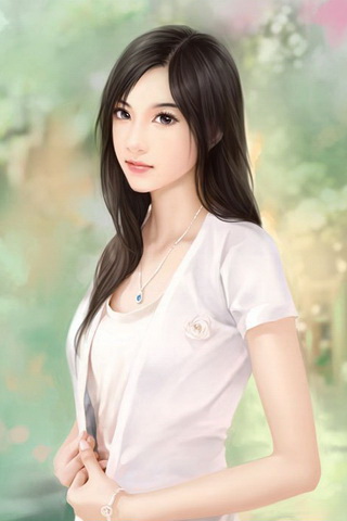 手绘的漂亮性感都市美女手机图片 26154)