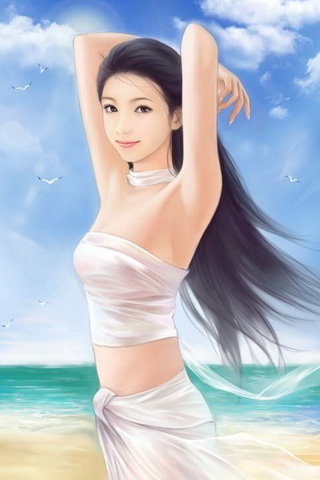 手绘的漂亮性感都市美女手机图片 26149)