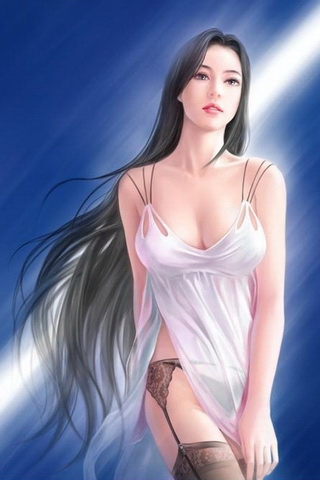 手绘的漂亮性感都市美女手机图片 26152)