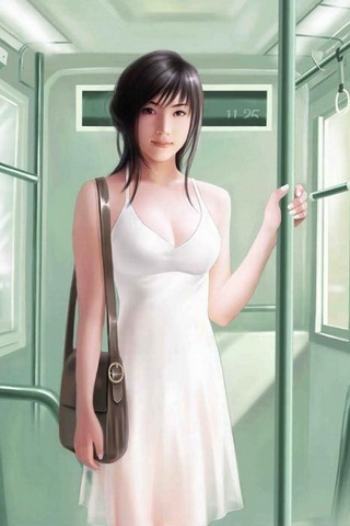 手绘的漂亮性感都市美女手机图片 26151)