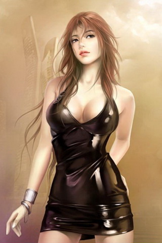 手绘的漂亮性感都市美女手机图片 26145)