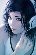 听音乐的性感东方辣妹
