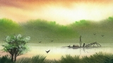 梦里水乡迷人水彩画风景壁纸